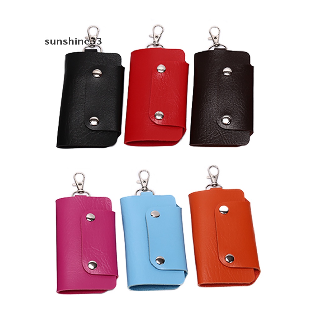 SU Women Men Leather Car KeyChain Card Holder Wallet Case key Organizer Bag keyring n