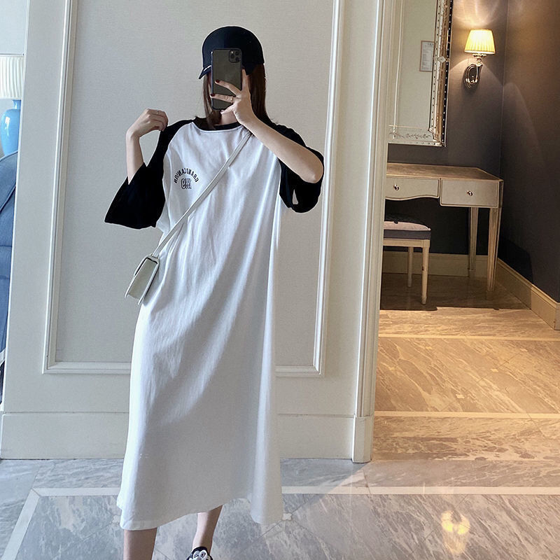 Large Size Women's Dress Thin Loose Korean Mid-length T-shirt Dress