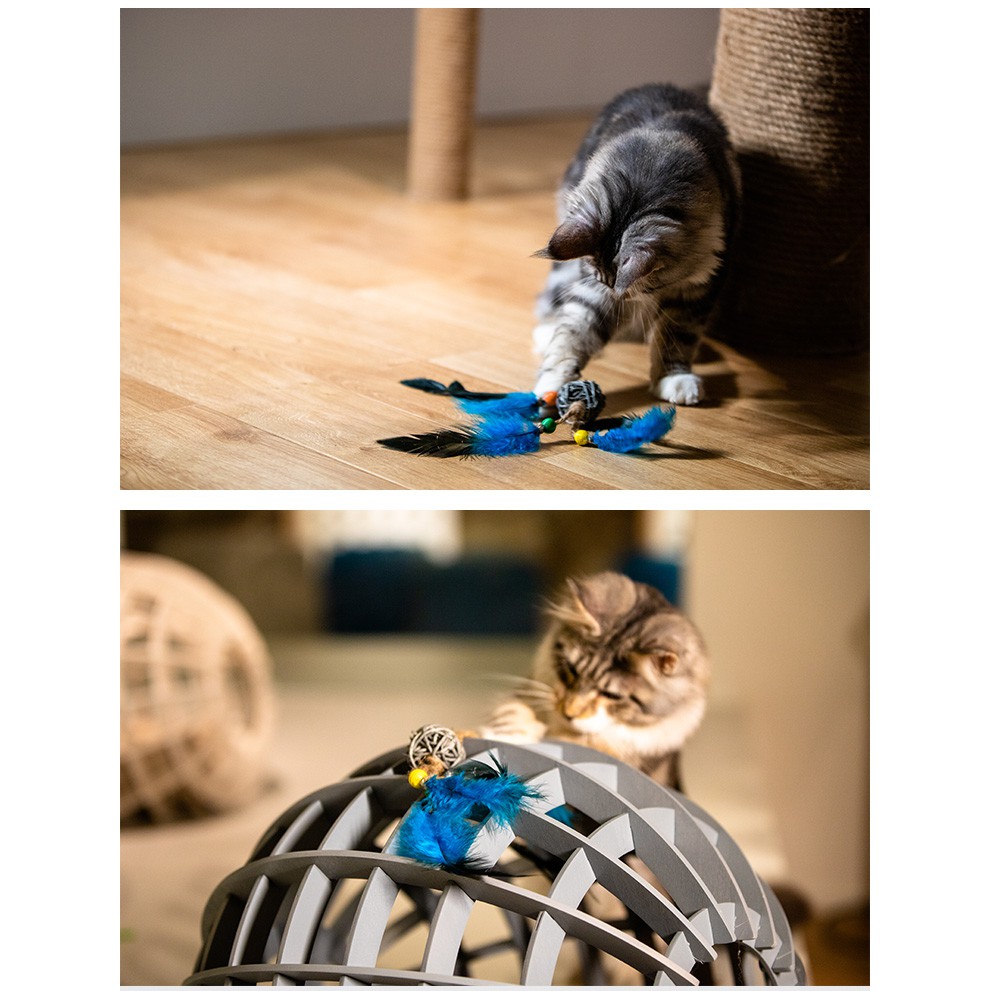 Gigwi Đồ chơi Cuộn chuông và lông cho mèo