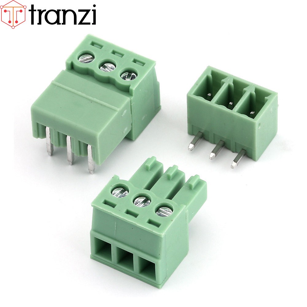 Cầu đấu 3.81mm 15EDG3.81 3P bộ đực cái chân cắm cong xanh - túi 5 bộ đực cái