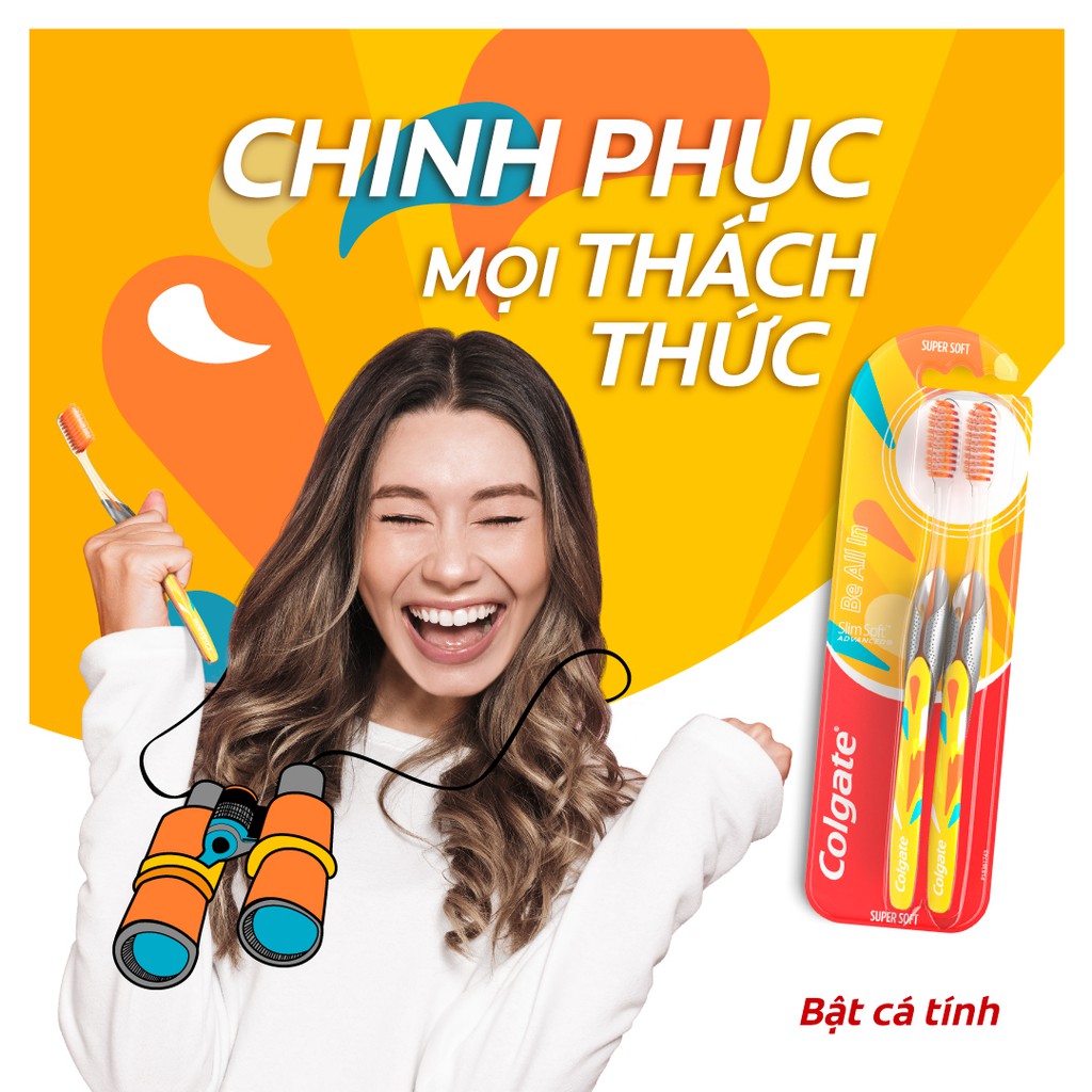 [Mã FMCGCO5 giảm 8% đơn 250K] Bộ 2 bàn chải Colgate Slimsoft GenZ 4 cá tính - Be All in