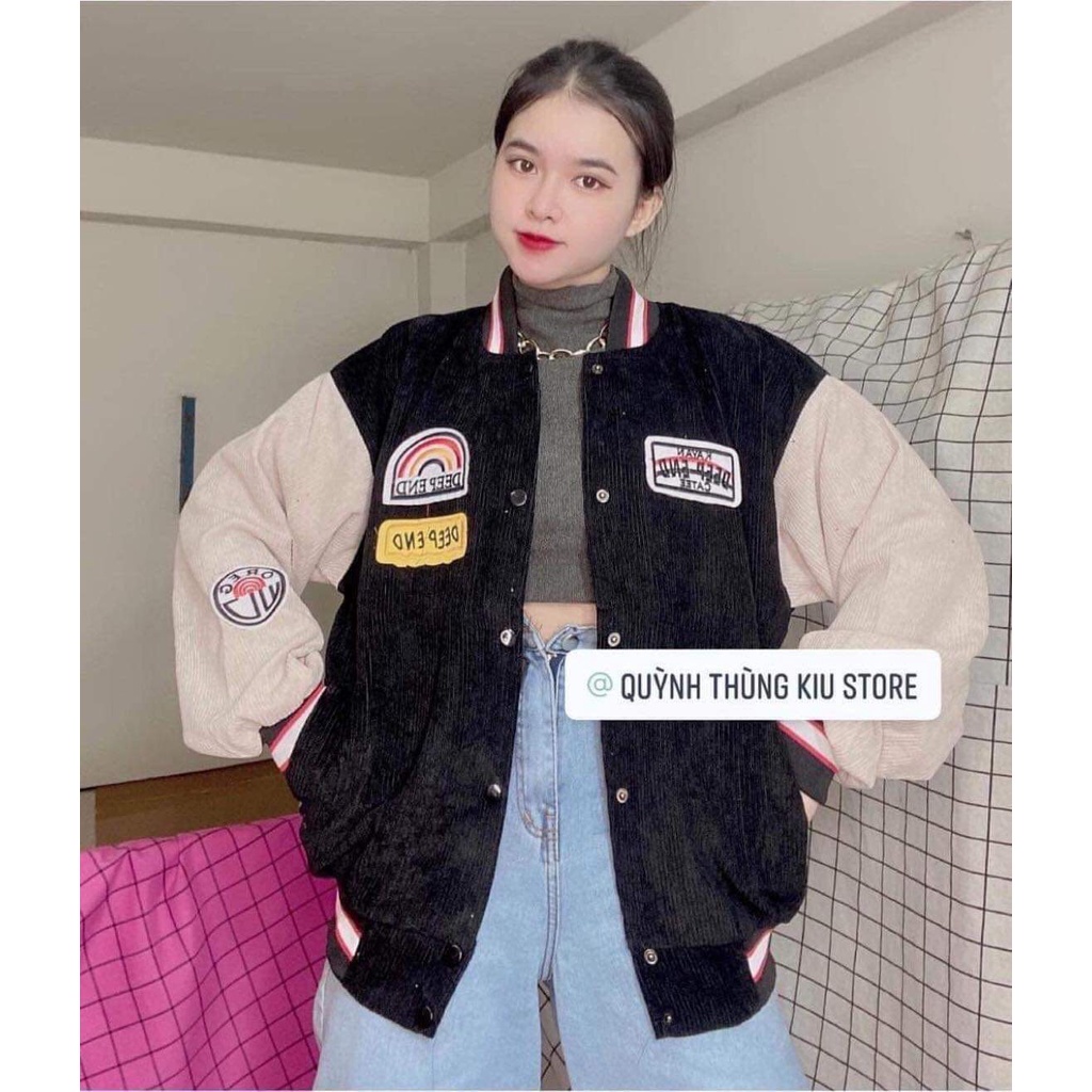 Áo khoác bomber nhung tăm in cầu vồng End áo khoác mùa đông nữ nhiều màu hotrend