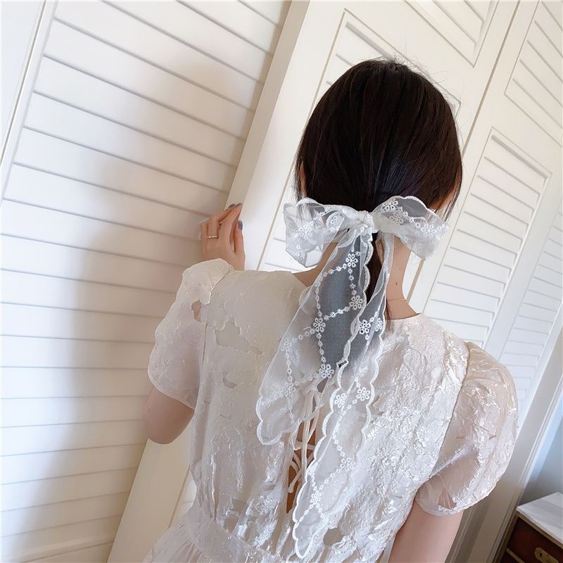 Khăn vải buộc tóc ren đa năng bản to retro nhẹ nhàng nữ tính băng đô cài tóc dây buộc tóc ren hoa lụa mùa tết xinh