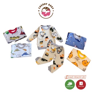Đồ bộ cho bé, quần áo cho bé trai, gái in hình nỉ lót bông siêu ấm - Cherry baby
