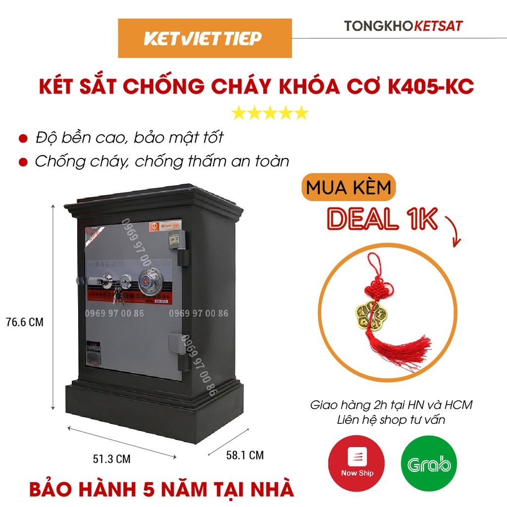 Két Sắt Khóa Cơ Việt Tiệp 🎁CHÍNH HÃNG🎁 K405-KC Bản Lề Ngoài Mẫu Mới Nặng 100KG (Miễn Phí Ship)