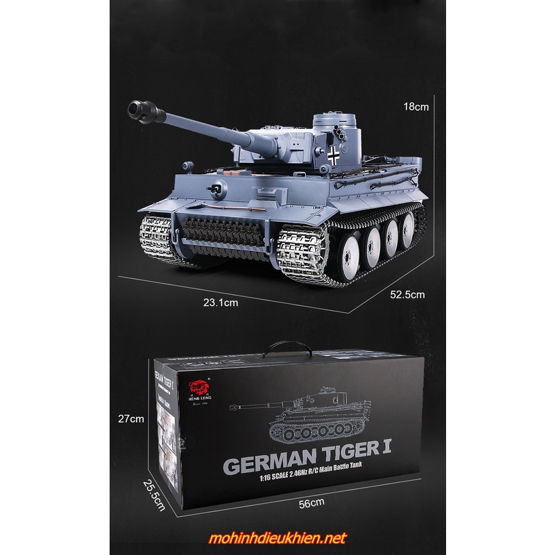 XE TĂNG  ĐIỀU KHIỂN TIGER 1 PHIÊN BẢN XÍCH NHỰA 1/16 RTR