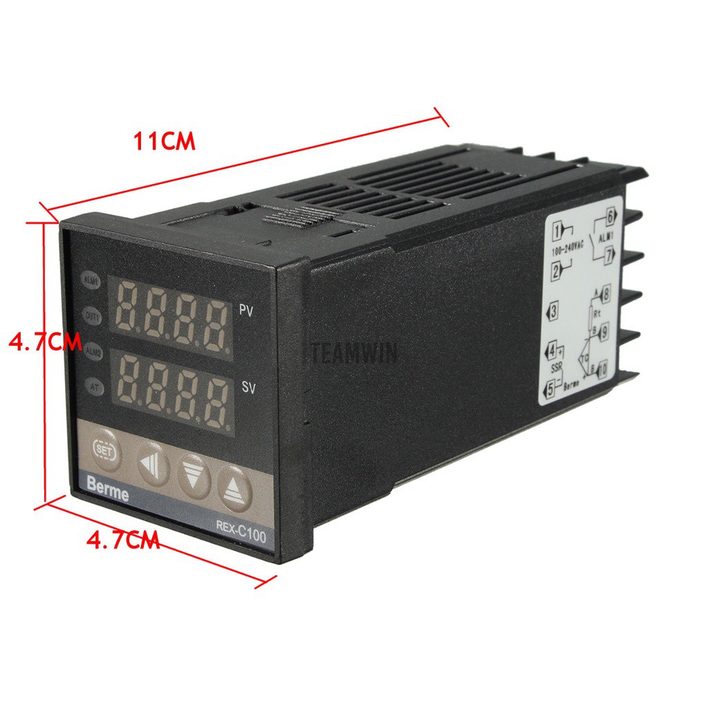 100-240V 50/60HZ Digital PID Temperature Controller 40A SSR K Thermocouple Sensor LCD Temperature Controller