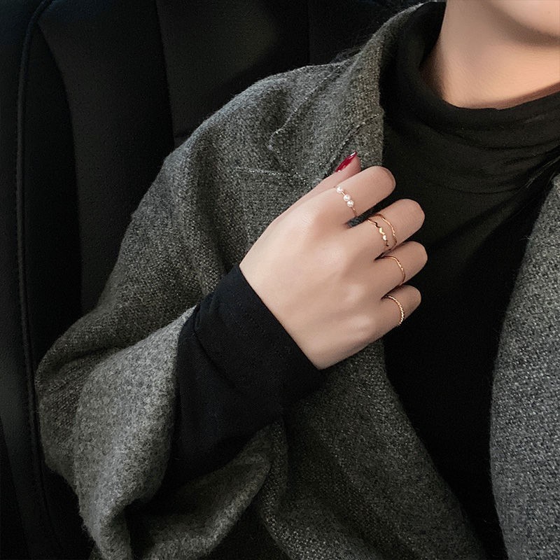 Bộ 5 nhẫn nữ thời trang đeo tay Hàn Quốc xinh xắn URI DECOR