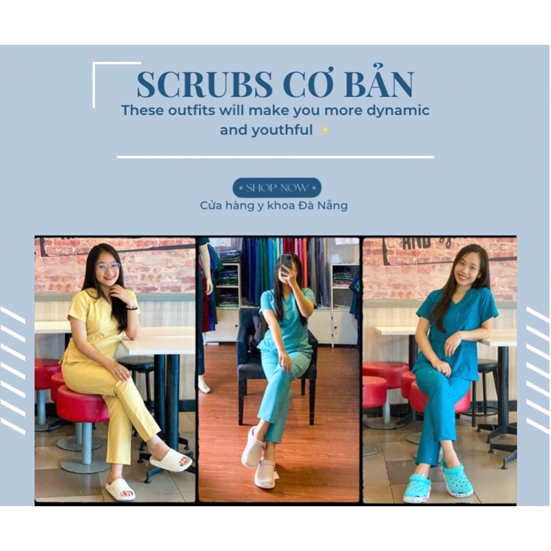 Bộ Scrubs bác sĩ, đồng phục y tế, điều dưỡng - Vải Kaki Lụa - Tay ngắn - Thương hiệu MU