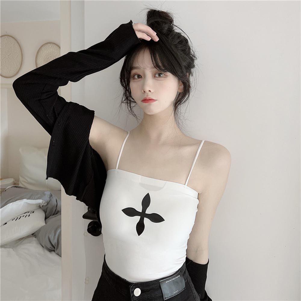 OCEANMAP Áo Tank Top Sát Nách Vải Lụa Lạnh Màu Sắc Ngọt Ngào Quyến Rũ