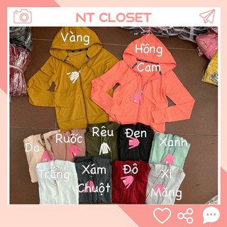 Áo khoác gân lụa nữ cao cấp, co giãn, 6 túi có khóa kéo, nón siêu to - NT Closet