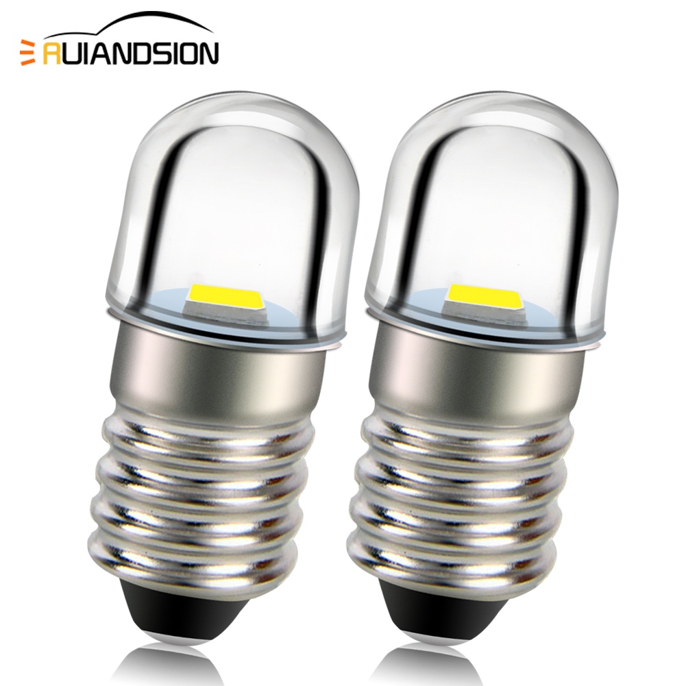 Set 2 Bóng Đèn LED E10 Ánh Sáng Trắng Ấm 3V 4.5V 6V 12V AC / DC 3000K Không Mùi Tiện Dụng