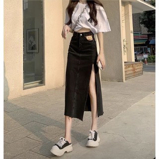 Chân váy bò xẻ chân/ Đầm bò xẻ chân mác nâu hottrend 2021 (freeship) | BigBuy360 - bigbuy360.vn