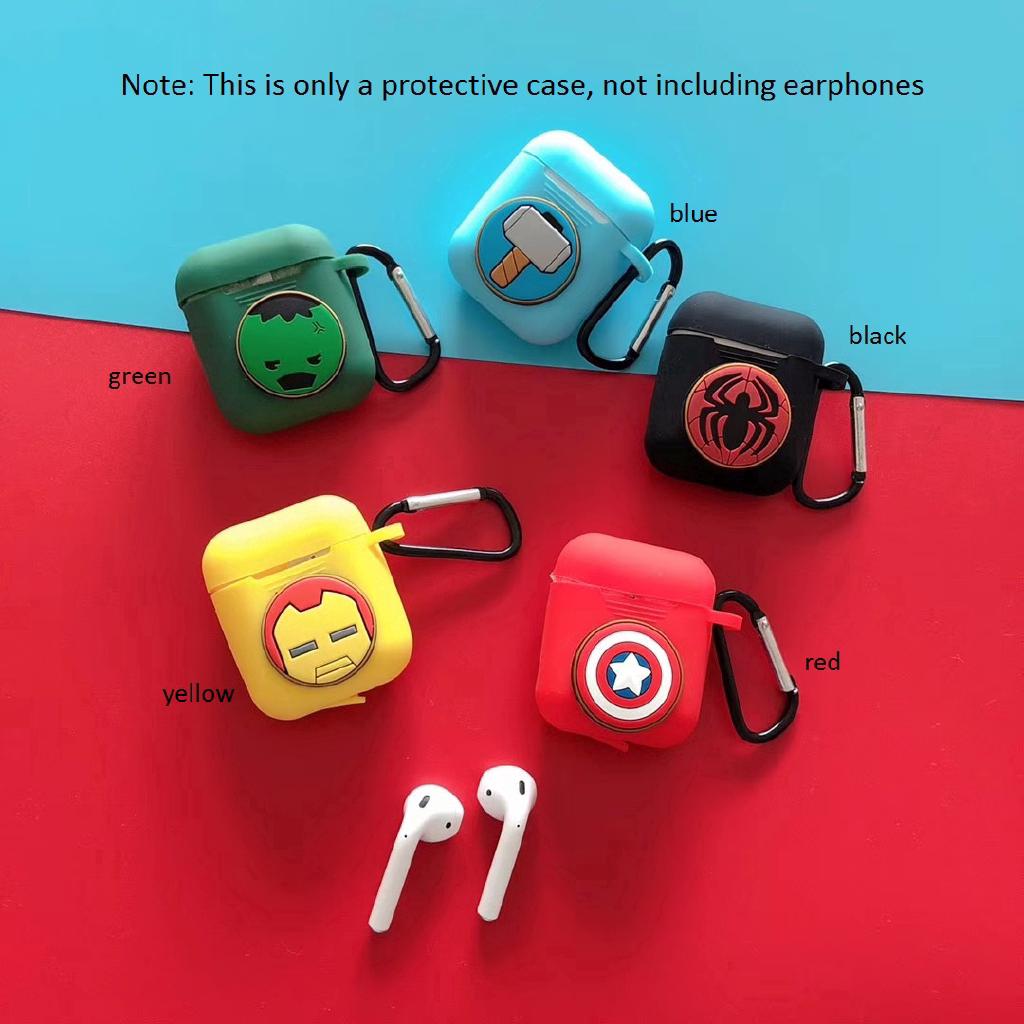 Hộp đựng tai nghe hoạt hình có móc kim loại cho Apple Airpods