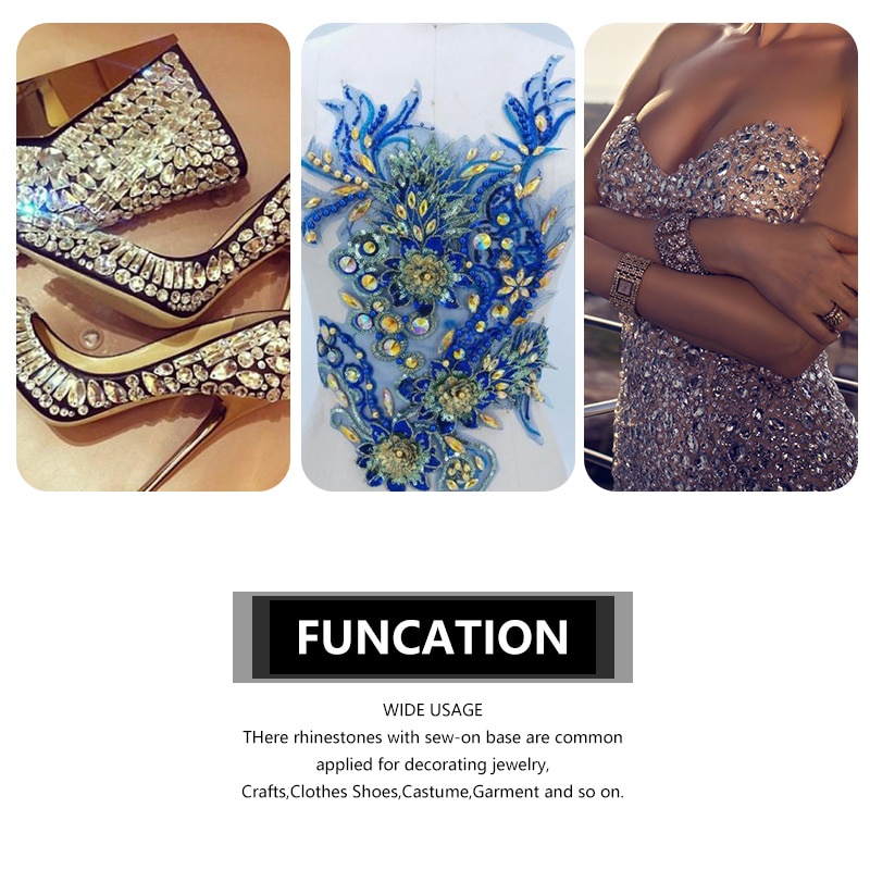 Qiao Bộ Phụ Kiện May Vá Đính Đá Pha Lê Kim Cương Giả Lấp Lánh Trang Trí May Vá Trang Phục May Vá