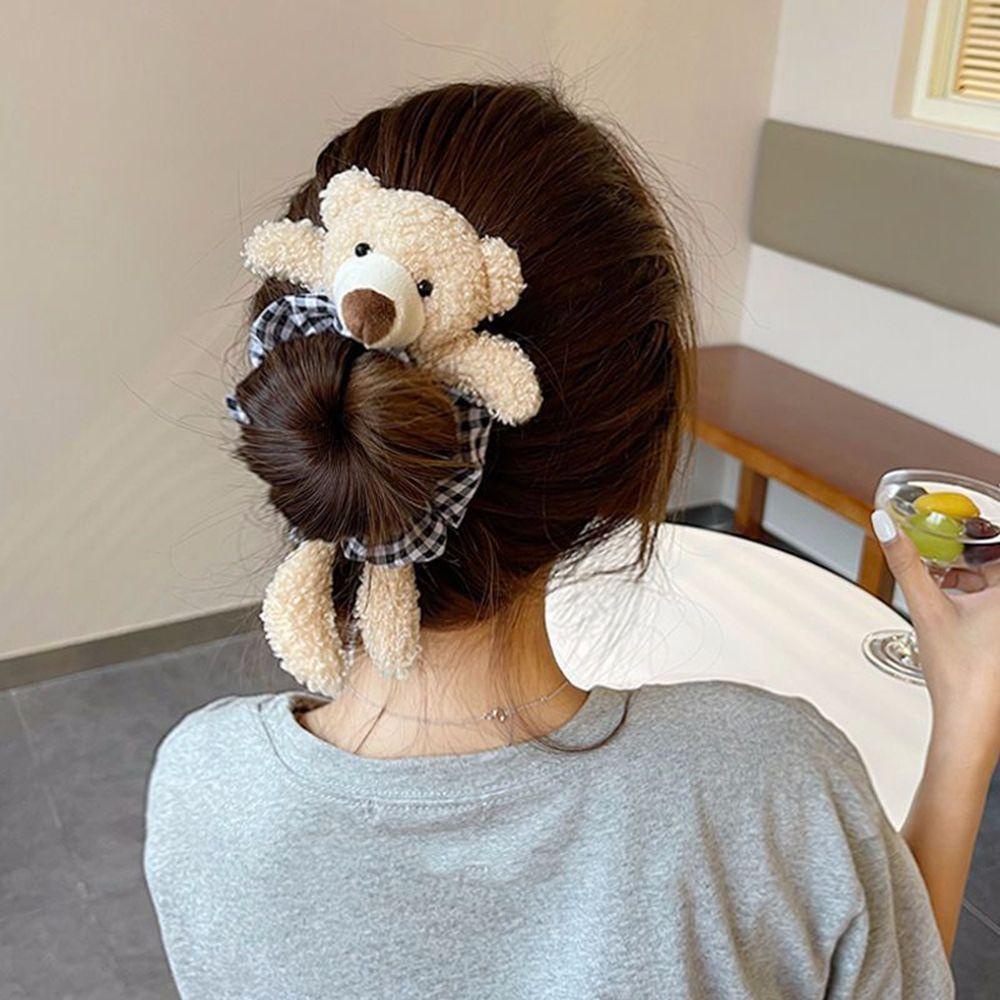 1 Dây Cột Tóc Vải Lông Hình Thỏ Gấu Hoạt Hình Ngọt Ngào Đáng Yêu Cho Nữ