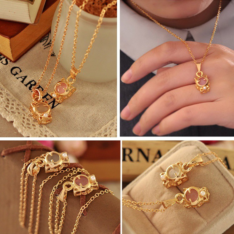 Dây chuyền hình mèo đính đá dễ thương 45cm