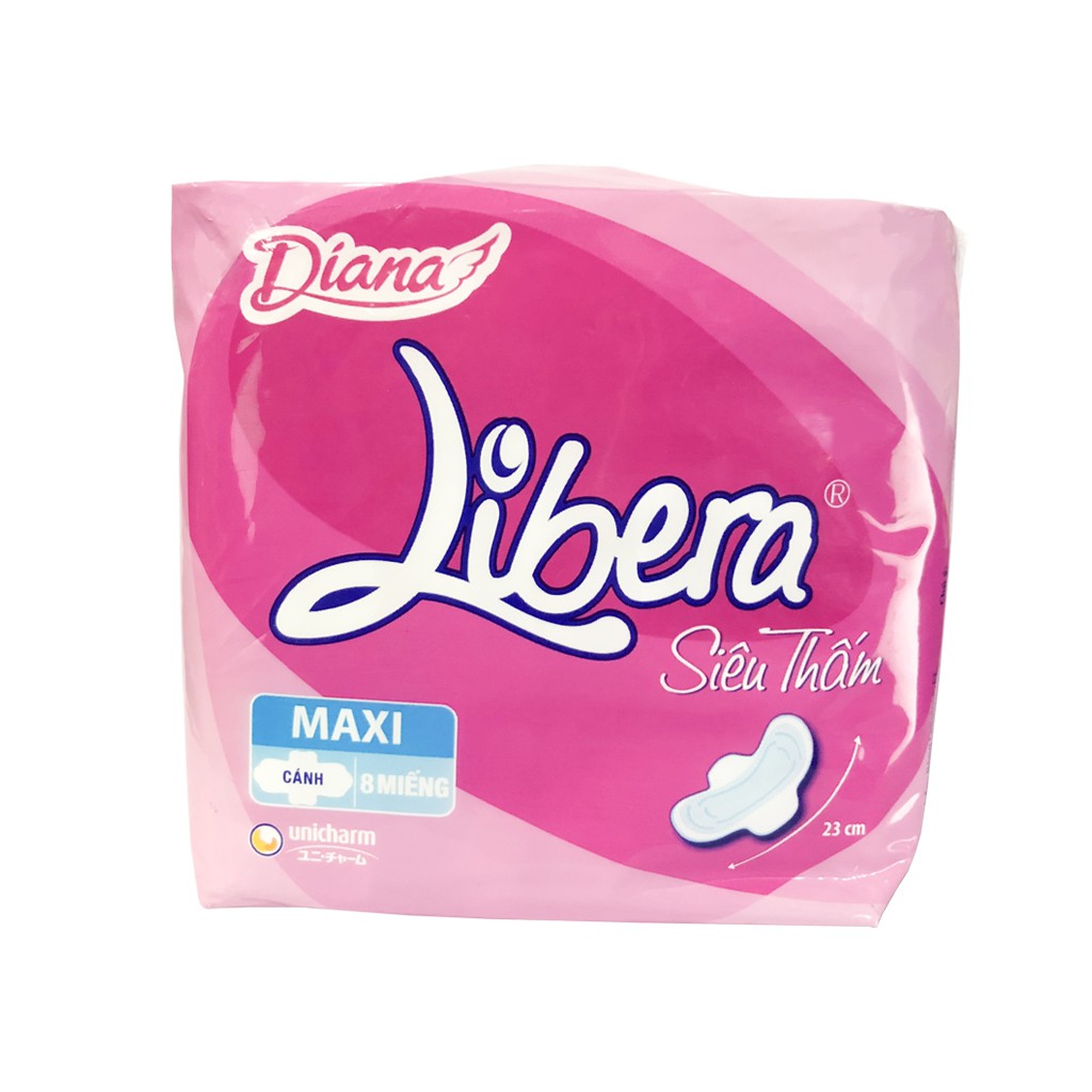 Băng Vệ Sinh Diana Libera Siêu Thấm Maxi Có Cánh Gói 8 Miếng