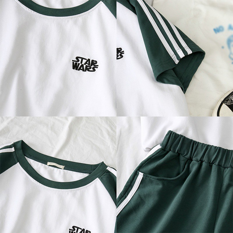 Set Áo Thun Ngắn Tay Cổ Tròn+quần Short Ống Rộng Thời Trang Nữ