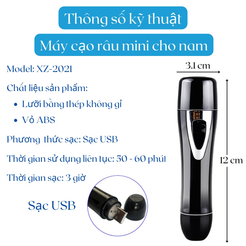 Máy Cạo Râu Mini Cho Nam Bugu XZ-2021 Cạo Sạch Nhanh Gọn Tiết Kiệm Pin #1