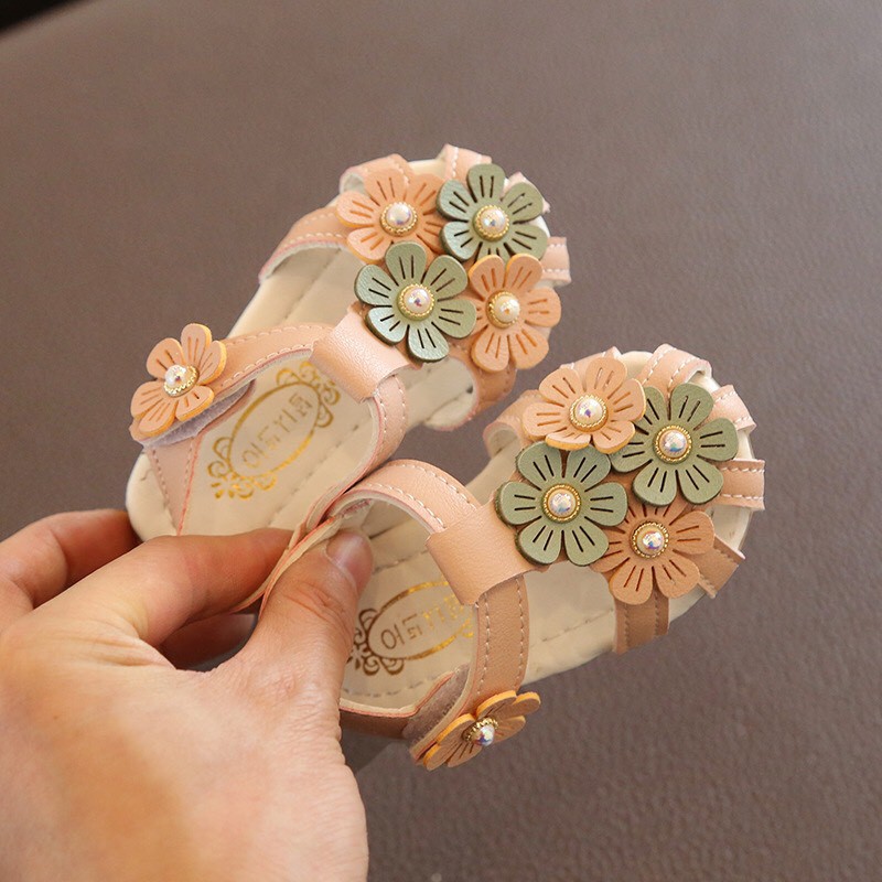 sandal cho bé - sandal tập đi bé gái hoa nhí 202