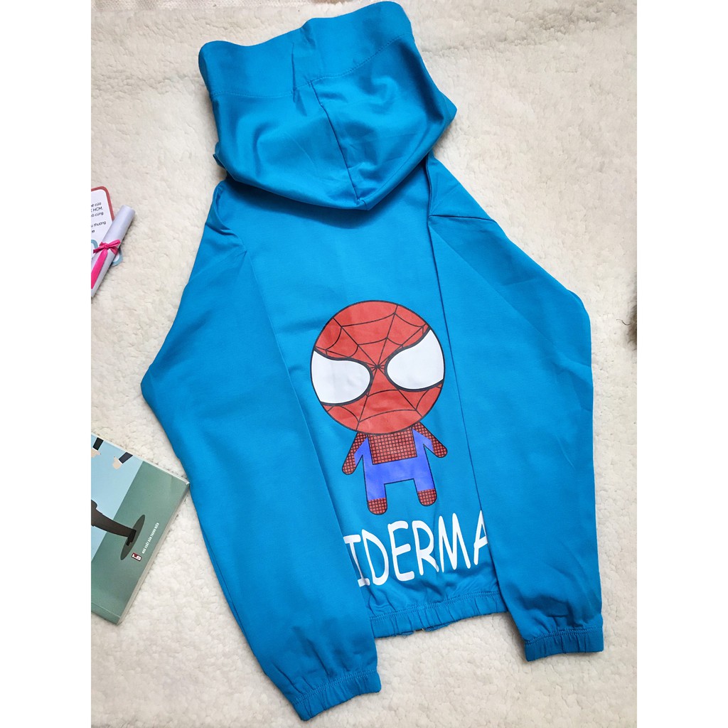 Quần áo trẻ em Mocmoc Kids - Áo khoác chống nắng Spiderman mini thun ccoton 100% co giãn mát cho bé trai từ 10-40kg