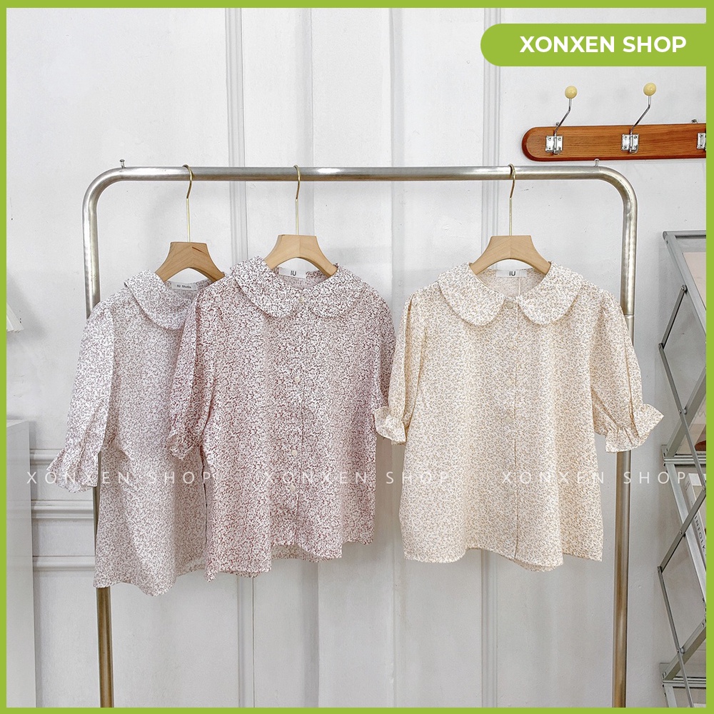 Áo kiểu nữ áo kiểu cổ sen hoa nhí form áo dể thương XONXEN SHOP QUẢNG NGÃI freesize mã 709