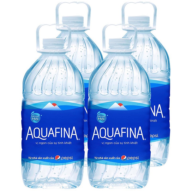 Thùng 4 chai nước suối tinh khiết đóng chai aquafina chai nhựa 5l hsd 15-05 - ảnh sản phẩm 3