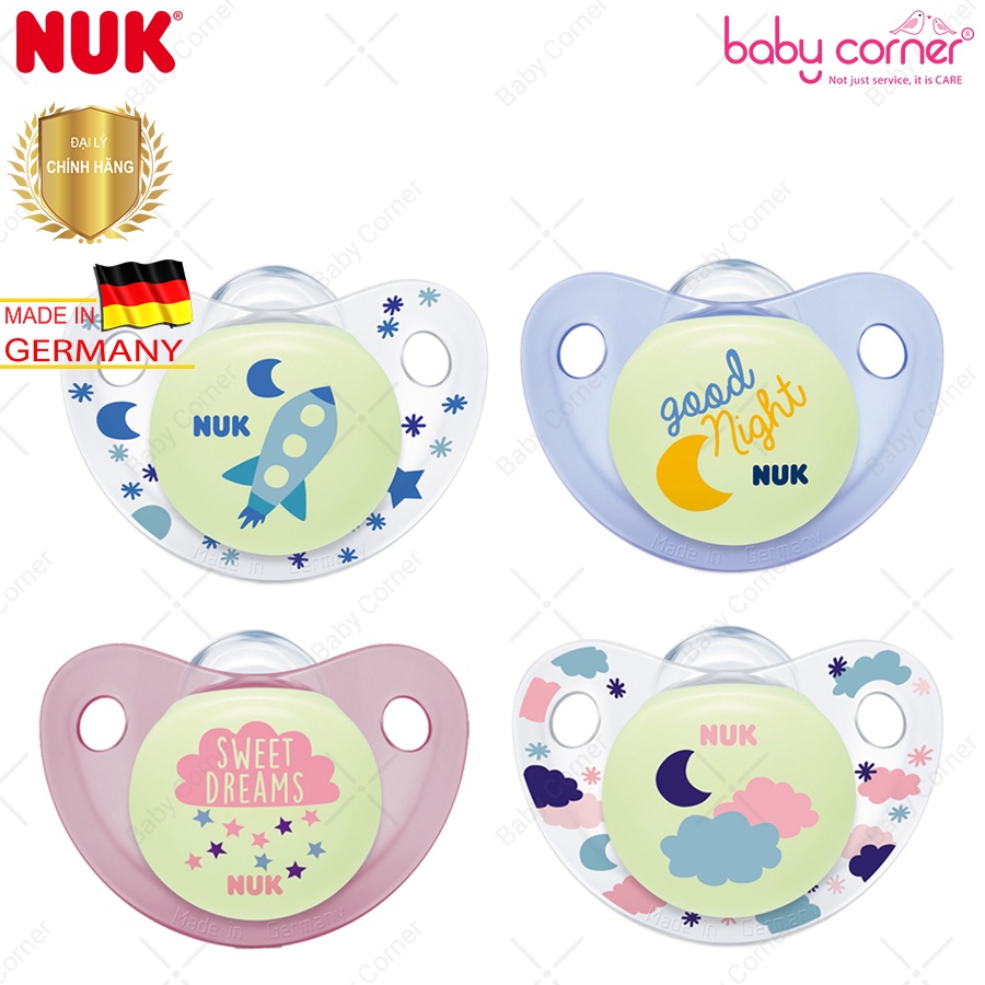 BỘ 2 TI NGẬM SILICONE NUK NIGHT/DAY 0 - 6 THÁNG TUỔI