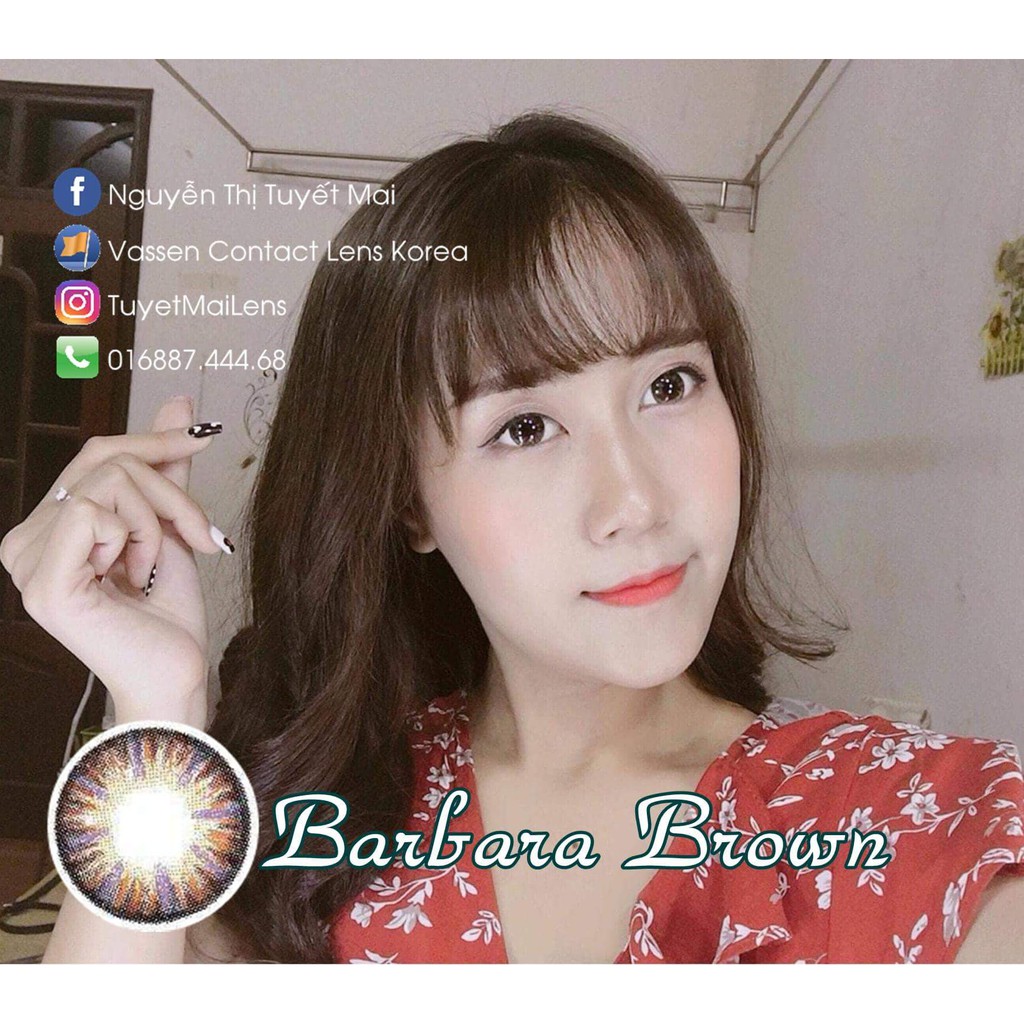 Lens Màu Nâu Tây 3 Tone Barbara Brown 14mm - Kính Áp Tròng Hàn Quốc Vassen Sexy Me