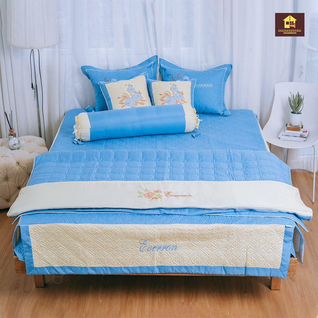 Bộ Chăn Ga Gối Chất Satin 5 Món  Nhiều Màu Lựa Chọn