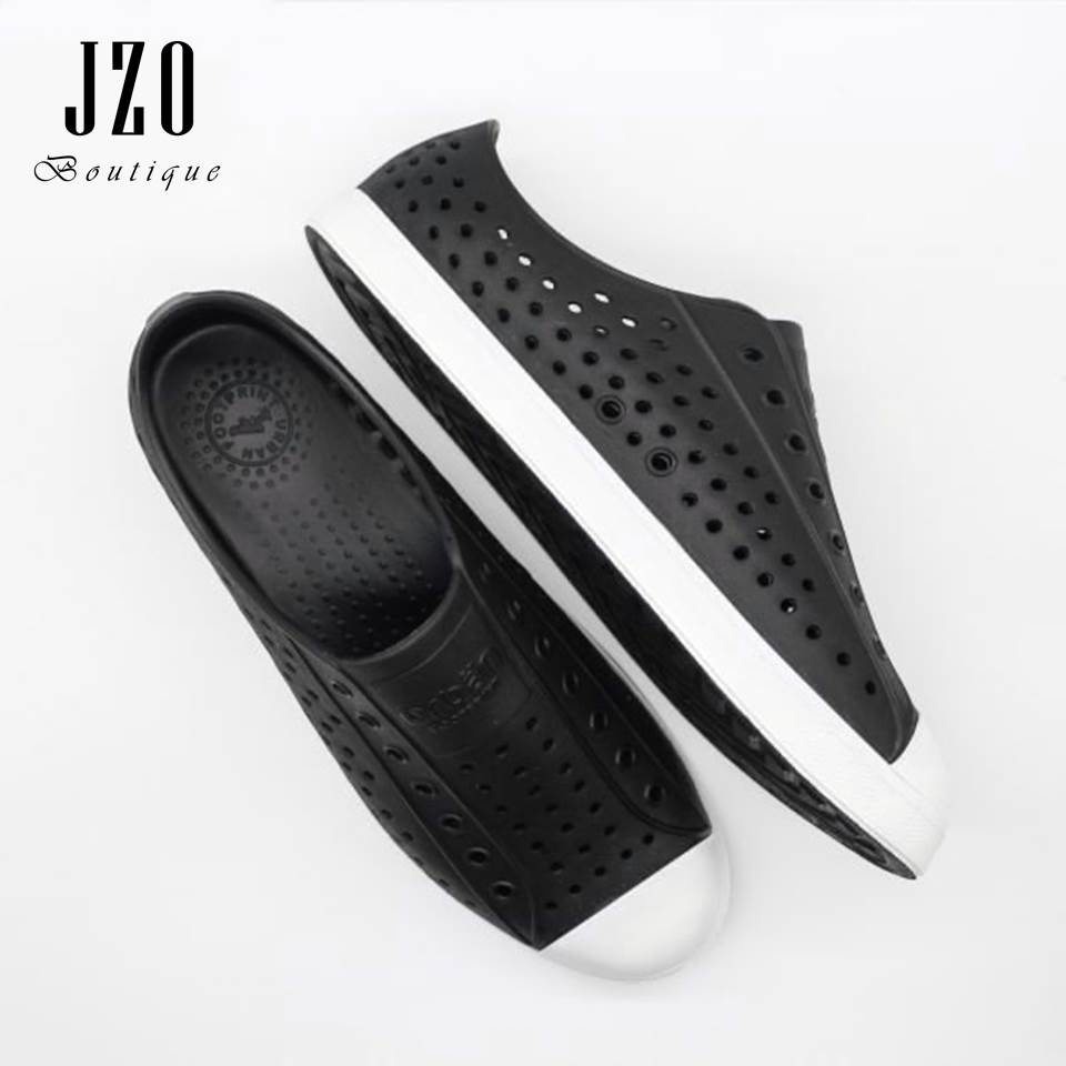 Giày nhựa lỗ nam nữ đi mưa đi biển Urban D2001 siêu nhẹ, chống nước, giá tốt - Màu Đen đế trắng