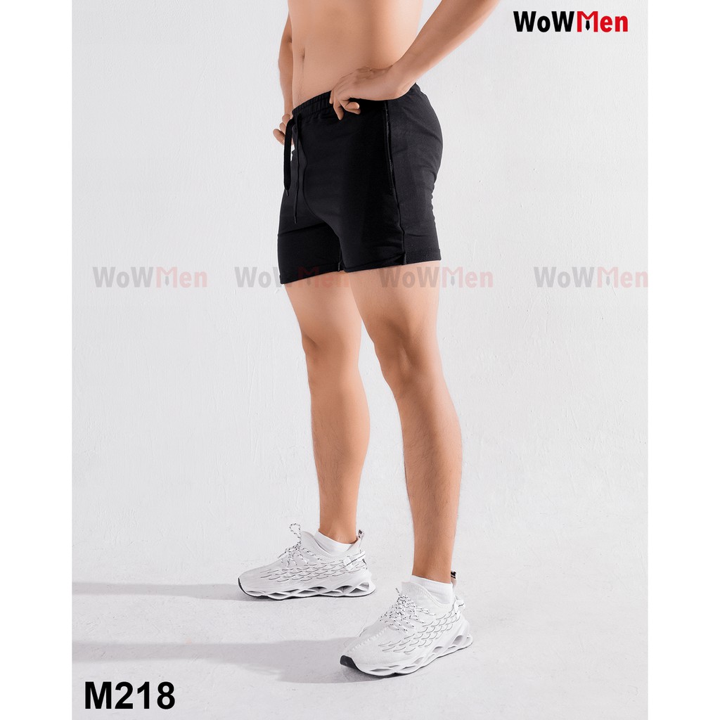 Quần Đùi Thun Nam Ngắn Cuốn Line Tập Gym Chạy Bộ Squat Ôm Bó Sát Cotton Quần Short Trơn Nam Slim Fit Nowship  - M218