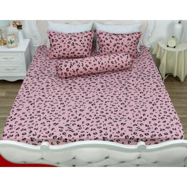 Bộ ga gối gồm 1 ga chun 2 vỏ gối nằm-vải poly cotton hàng đẹp full size ga giường
