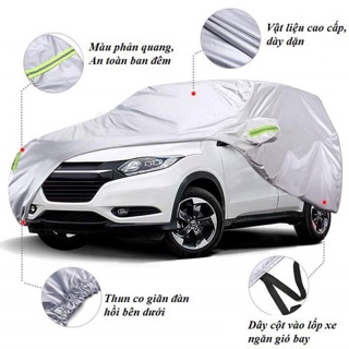 Bạt phủ xe 3 lớp tráng bạc dành cho xe ô tô 4 và 5 chỗ