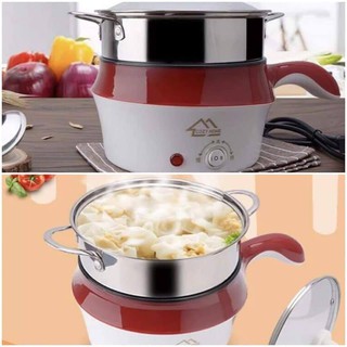Nồi lẩu đa năng mini 2 tầng kèm xửng hấp có tay cầm