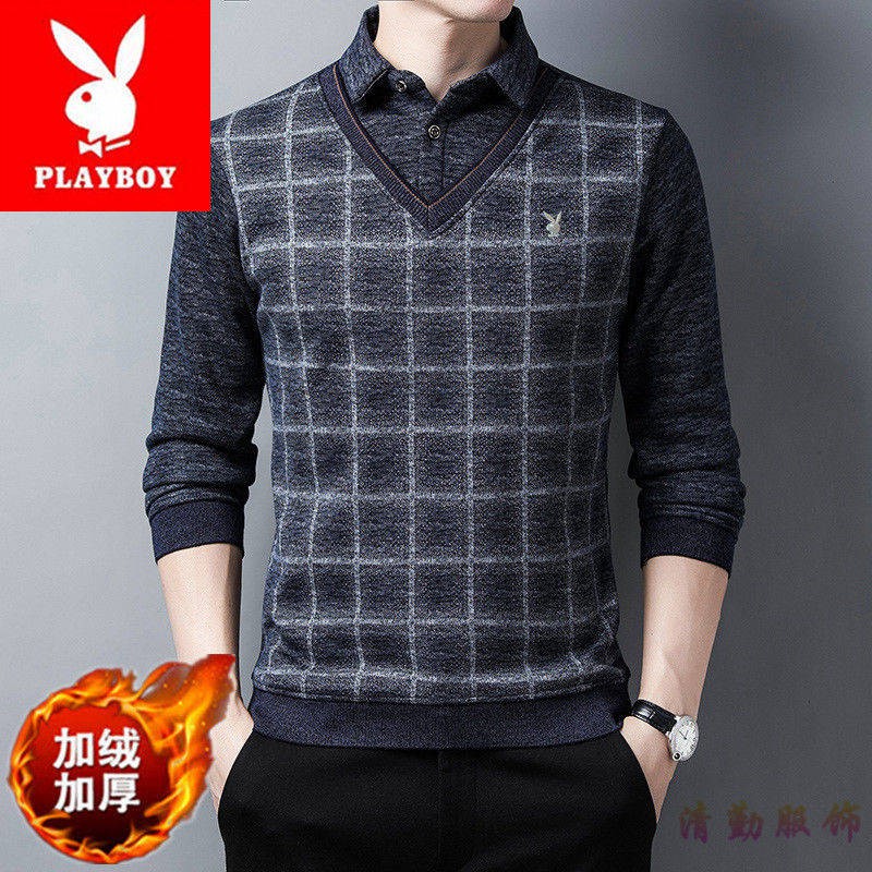 Kemeja Áo Len Dài Tay Giả Hai Lớp Dày Dặn Thời Trang Mùa Đông Cho Nam | BigBuy360 - bigbuy360.vn