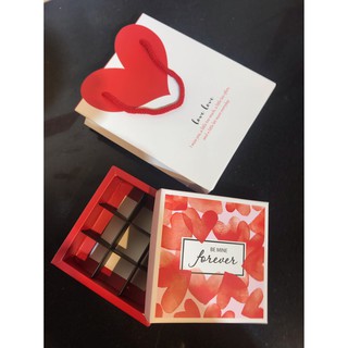 Hộp Socola Vuông Tự Gấp 9 Viên.