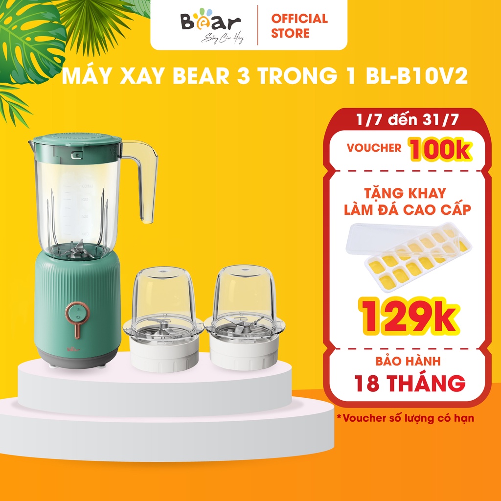 Máy Xay Đa Năng 3 trong 1 Bear Xay Thịt Cá Rau Củ Quả Đồ Khô 3in1 BL-B10V2