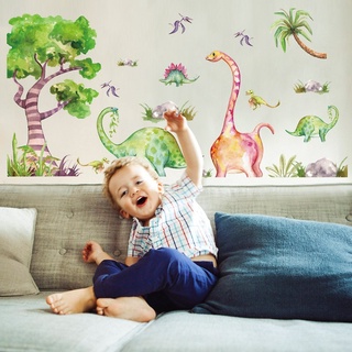 Decal dán tường khủng long sắc màu