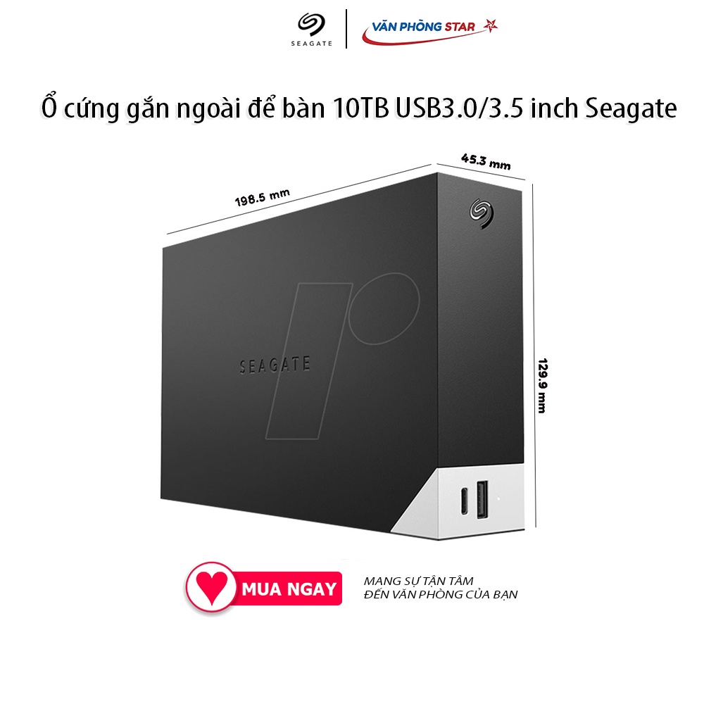 Ổ cứng gắn ngoài để bàn 10TB USB3.0/3.5 inch Seagate One Touch HUB Đen 10TB (SATA/ AHCI) 1x USB 3.0 1x SATA 6Gb/s