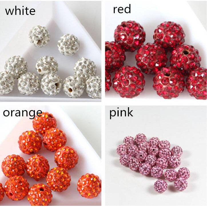Set 20 hạt tròn lấp lánh cỡ 8mm/10mm dùng làm phụ kiện trang trí đồ trang sức