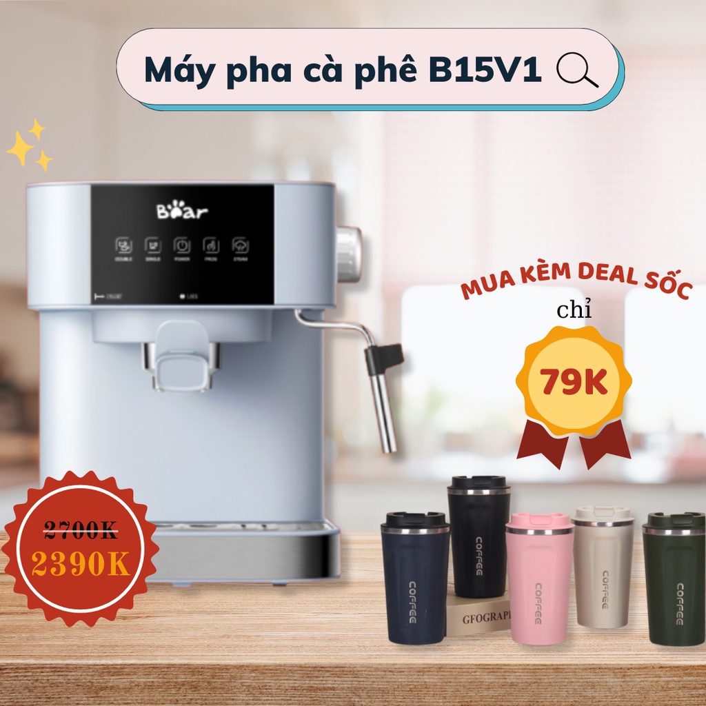 Máy pha cafe espresso Bear tự động, Máy pha cà phê Bear  bảo hành 18 tháng chính hãng - CF-B15V1