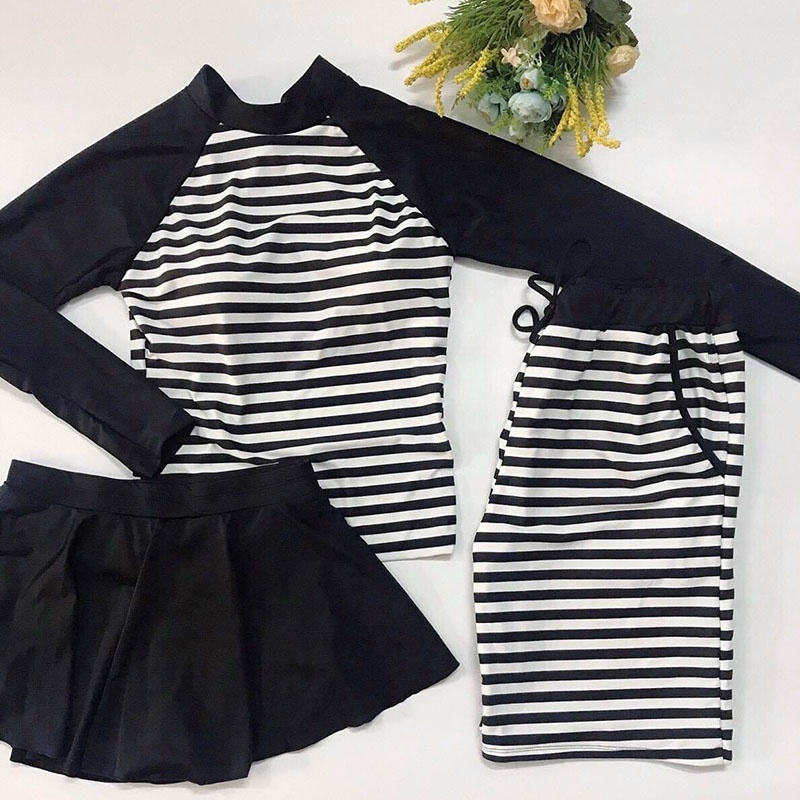 [M,L,XL] Đồ bơi nữ bikini nữ 2 mảnh dài tay kín đáo quần váy xòe cho học sinh nâng ngực tôn dáng quyến rủ DBN002