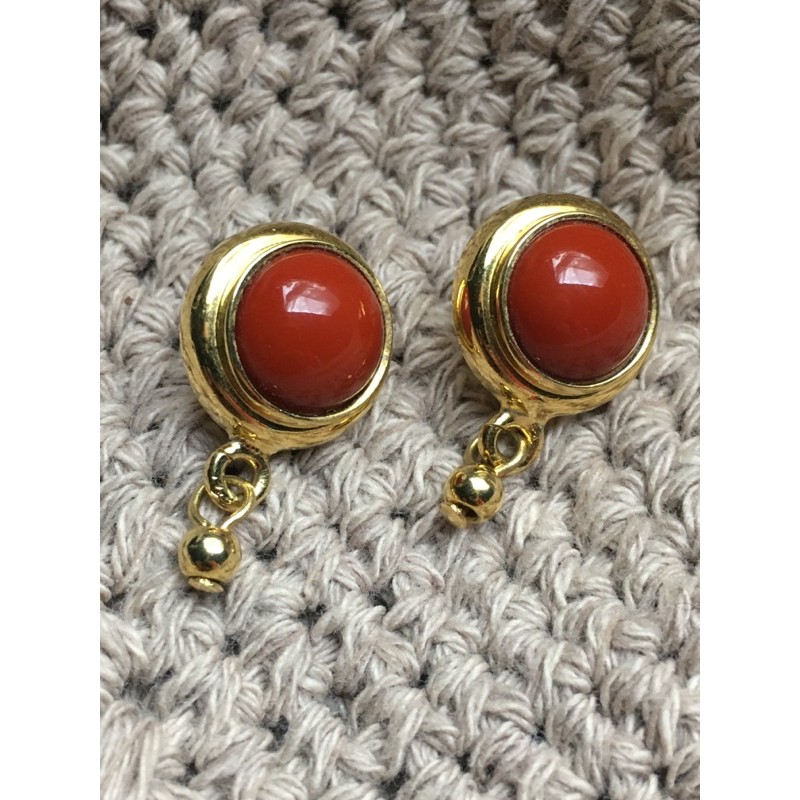 Bông tai xỏ vintage Ý Bijoux Cascio đính san ho