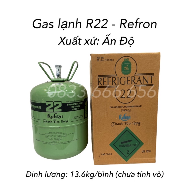 [Mã ELHA22 giảm 6% đơn 300K] Gas lạnh điều hoà R22 Ấn Độ - Môi chất lạnh R22 made in India (bình 13.6kg)