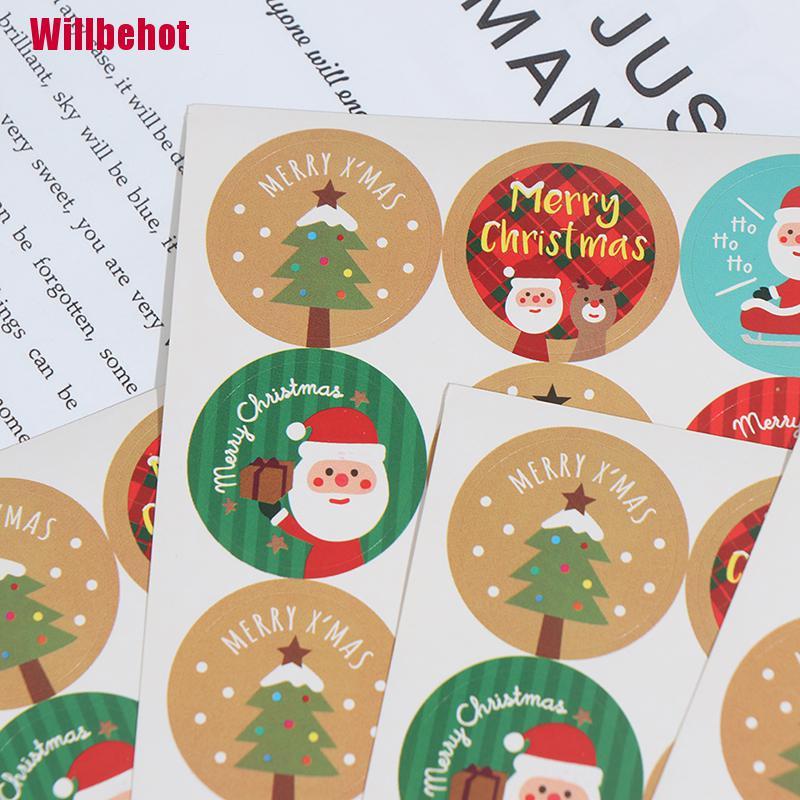 Bộ 120 Hình Dán Tròn Trang Trí Giáng Sinh