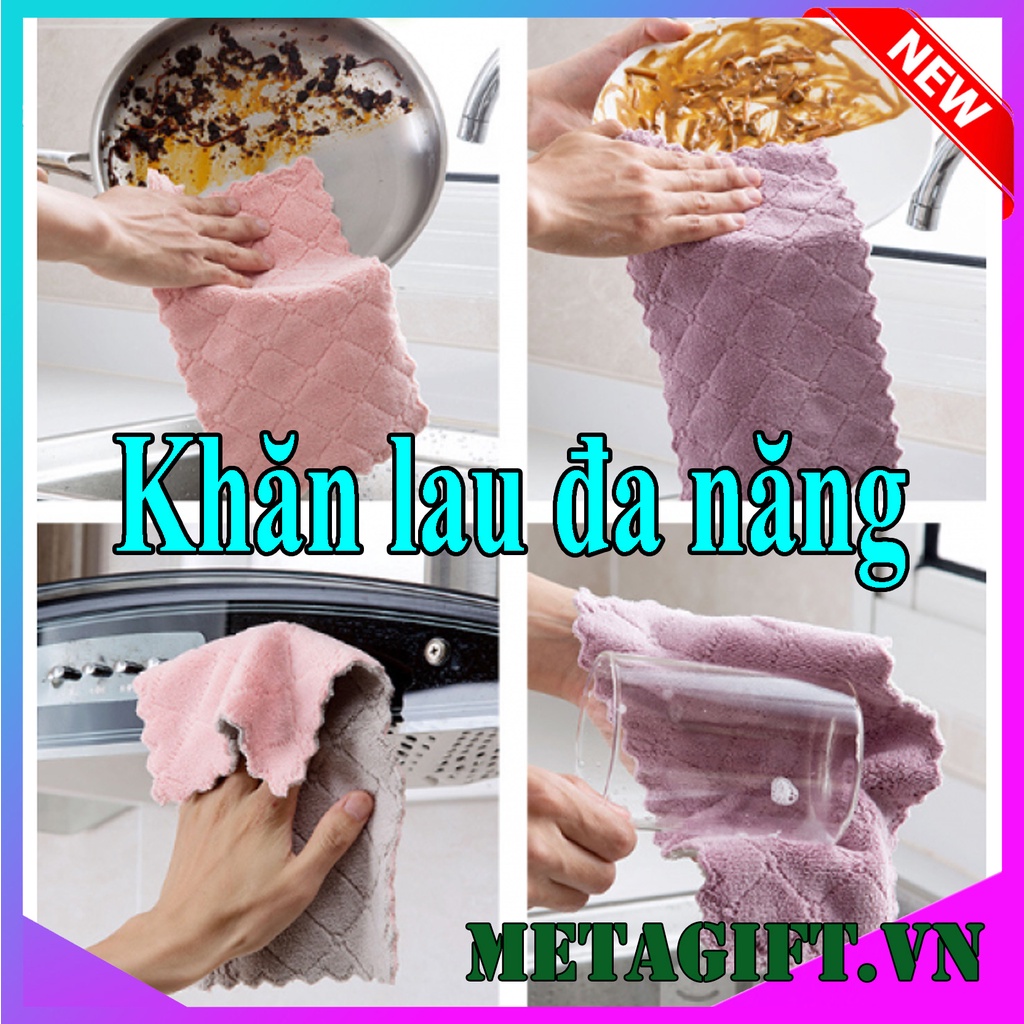 (TO DÀY) Khăn lau bếp đa năng 2 mặt siêu thấm (lau bếp, bát đĩa, bàn ghế...) kháng khuẩn (1chiếc)