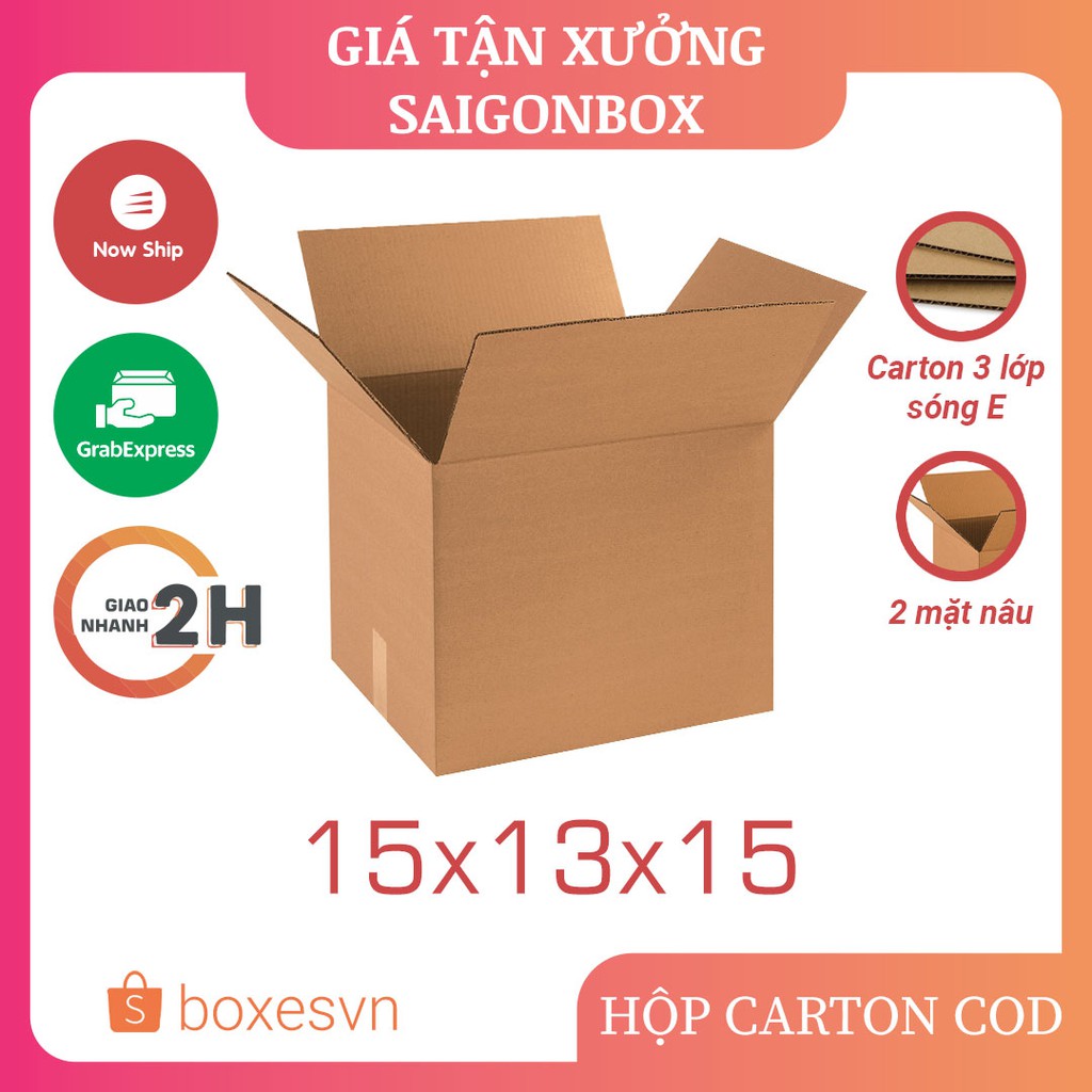 Combo 50 thùng hộp carton size 15x13x15 cm để đóng gói hàng hóa