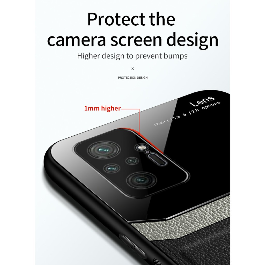Ốp lưng Redmi Note 10 Pro chống sốc da kính thời trang cao cấp chống mồ hôi